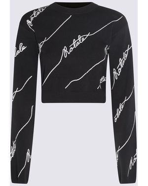 ROTATE BIRGER CHRISTENSEN Cotton And Wool Blend Logo Sweater - Black