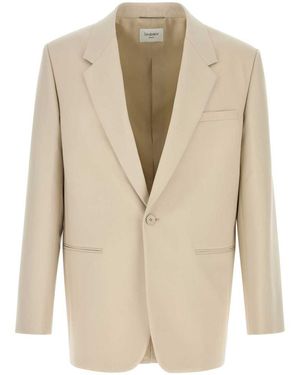Saint Laurent Sand Wool Blazer - Natural