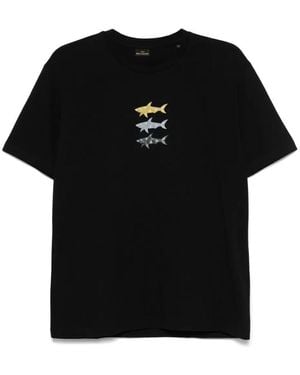 Paul & Shark Sharks Print Cotton Jersey T-Shirt - Black