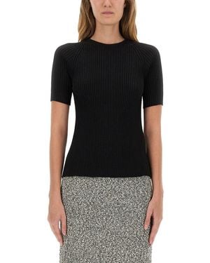 Tory Burch Ribbed Cotton Pullover - Black