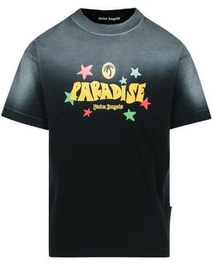 Palm Angels Paradise' Cotton T-Shirt - Black