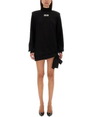 Versace Jeans Couture Sweatshirt Dress With Logo - Black