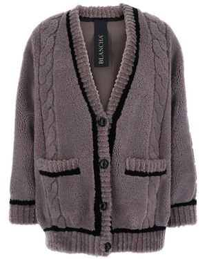 Blancha V-Neck Cardigan With Front Pockets - Grey