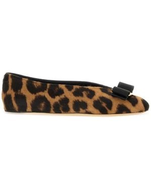 Ferragamo "Vara" Ballerina With Bow - White