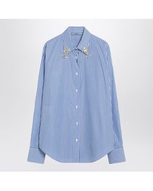 Prada Light Poplin Shirt With Rhinestones - Blue