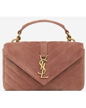 Saint Laurent University Suede Shoulder Bag - Pink