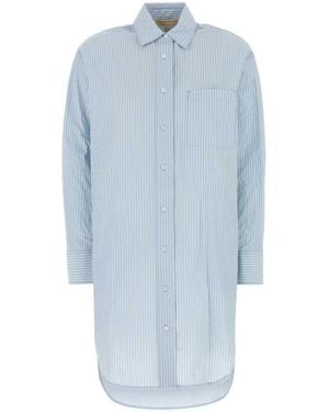 Michael Kors Embroidered Chambray Shirt Dress - Blue