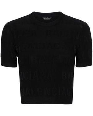 Balenciaga Allover Logo Top - Black