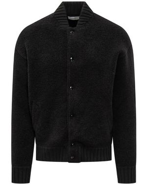 Laneus Wool Bouclé Bomber Jacket - Black