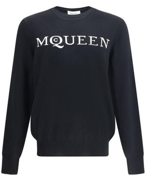 McQueen Logoed Wool Jumper - Blue
