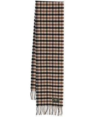 Ganni Wool Scarf With A Checked Pattern - White