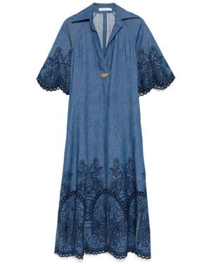 Zimmermann Coco Embroidered Denim Dress - Blue
