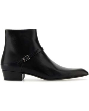 Saint Laurent Leather Augustin Ankle Boots - Black