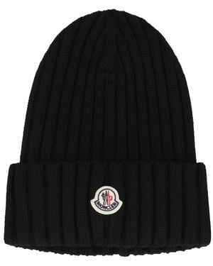 Moncler Ribbed Knit Beanie - Black