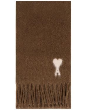 Ami Paris Oversized Scarf - Brown