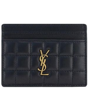 Saint Laurent Cassandre Matelassé Card Holder - Blue