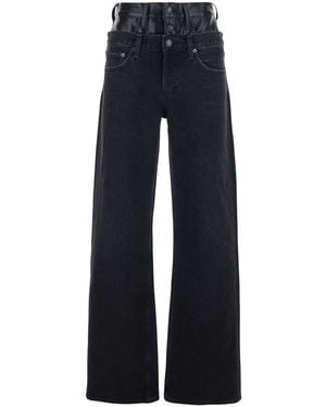 Agolde 'Elson' Jeans With Double-Layered Waist And Leather Details - Blue