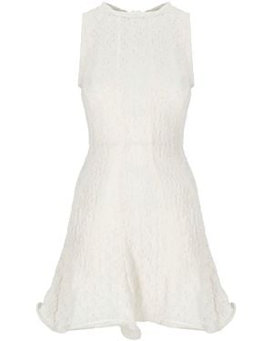 MSGM Crinkled Cotton Blend Short Dress - White