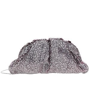 Twentyfourhaitch 'Mirach' Metallic Clutch With Clasp Closure And Chain-Link Shoulder Strap - Gray