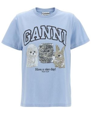 【関税＆送料込み】Ganni Alpaca T-Shirt 関税込☆GANNI☆(W) Ganni Love Club T-Shirt Bright White Pink