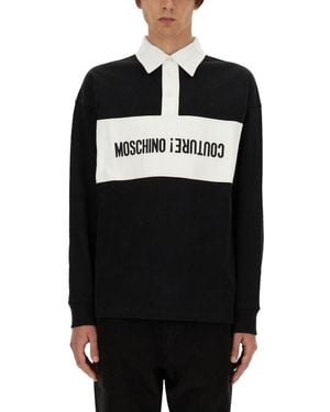 Moschino Upsidedown Logo Polo Shirt - Black