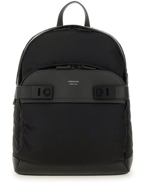 Ferragamo Backpack With Buckles "Hooks" - Black