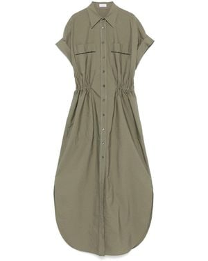 Brunello Cucinelli Cotton Techno Chemisier Dress - Green