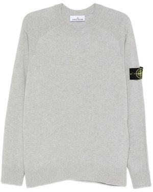 Stone Island Lightweight Wool Crew Neck Jumper With Raglan Sleeves - Grey