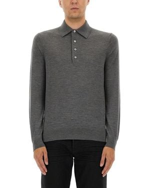 Tom Ford Fine Merino Virgin Wool Polo Shirt - Grey
