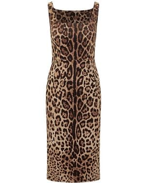Dolce & Gabbana Sleeveless Animal Midi Dress - Natural