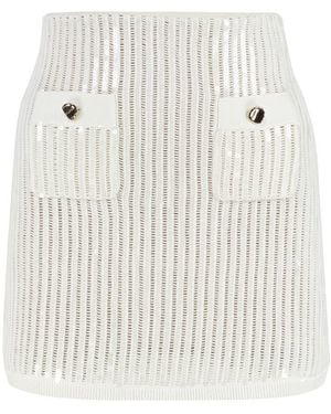 Self-Portrait Knitted Mini Skirt - White