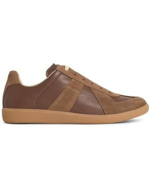 Maison Margiela 'Replica' Nappa And Suede Sneakers - Brown