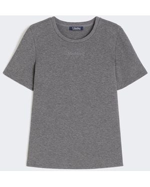 Max Mara Cotton T-shirt With Logo - Gray