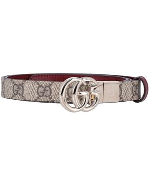 Gucci Reversible Gg Marmont Thin Belt - White