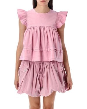 Ganni Washed Cotton Top - Pink