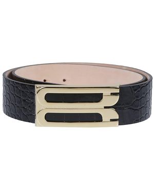 ベルト Victoria Beckham 1424ABL005953A Belts Black Jumbo Frame Belt In Black Croc Embossed Calf Leather