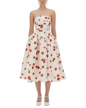 Self-Portrait Midi Dress With Floral Print - White
