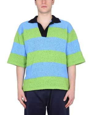 Sunnei Striped Polo - Green