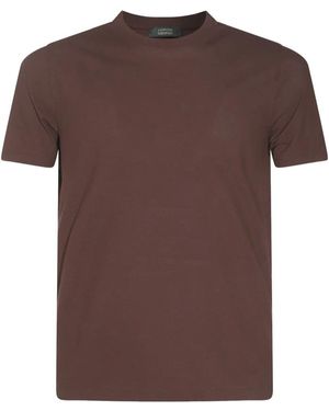 Zanone Short Sleeves Classic T-Shirt - Brown