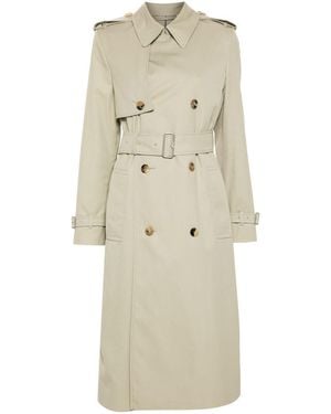 Burberry Cotton Gabardine Trench Coat - Natural