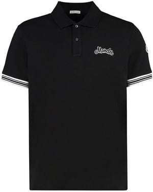 Moncler Cotton-Piqué Polo Shirt - Black