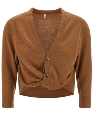 R13 Cropped Cashmere Cardigan - Brown