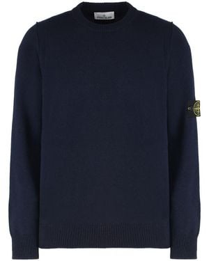 Stone Island Wool-Blend Crew-Neck Jumper - Blue