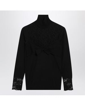 Valentino Garavani Top With Lace Inserts - Black