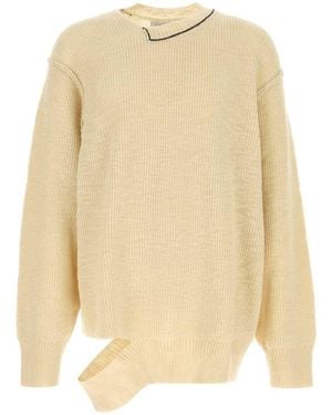 Yohji Yamamoto Cream Wool Oversize Sweater - Natural