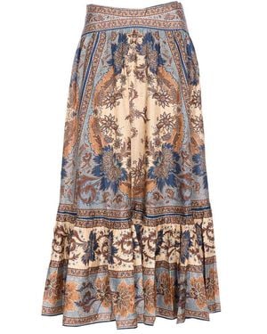 Zimmermann Ascension Printed Silk Skirt - White