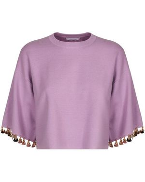 Rabanne Cotton Blend Crew-Neck Sweater - Purple