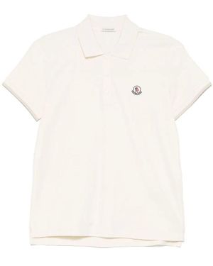Moncler Logo Patch Cotton Pique Polo Shirt - White