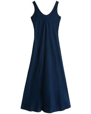 Tommy Hilfiger Textured Linen Tank Maxi Dress - Blue