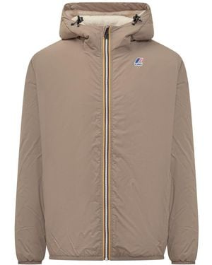 K-Way Jacket With Hood And Lining - Brown
